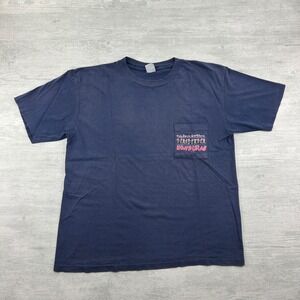 Vintage 90s Honduras Shirt Size XL Navy Blue Pocket Music Festival